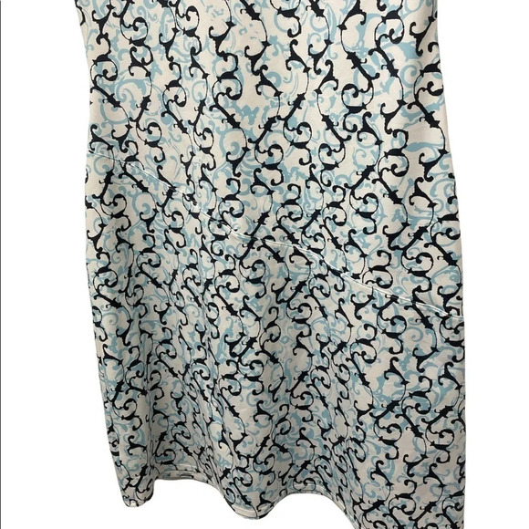 Athleta Faux Wrap Vine Scroll Nectar Dress Blue White size Small style 903732 - Picture 6 of 12